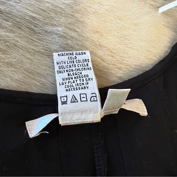 Vintage MAX STUDIO Black Long Sleeve Stretch Pleated Peplum Scoop Neck M Loose - Picture 13 of 15